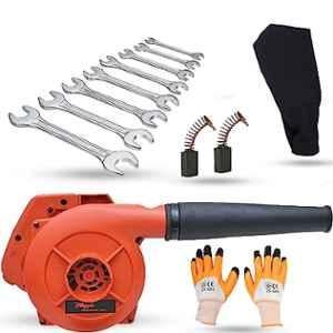 Hillgrove 800W Plastic Red Electric Air Blower with Carbon Brushes, Gloves & 8 Pcs Double Open End Wrench, HGCM1138