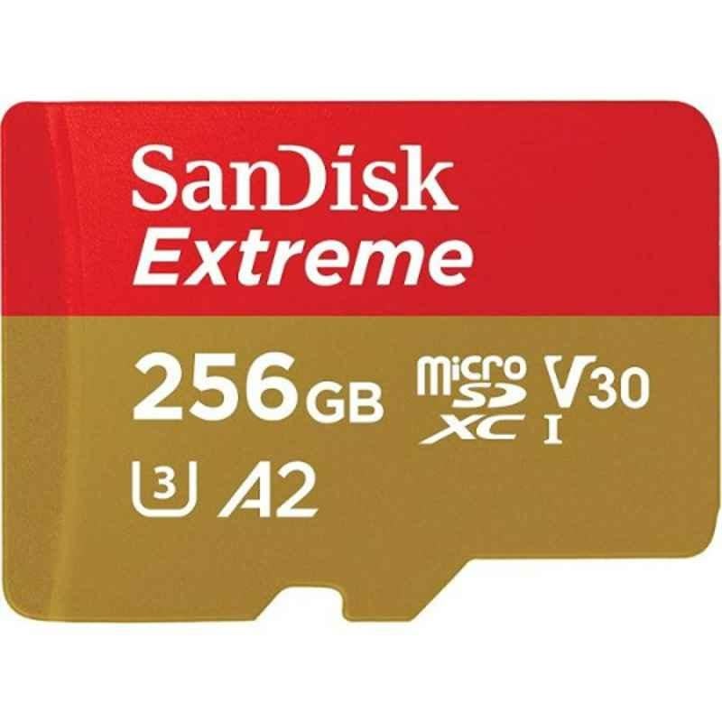 SanDisk Extreme 256GB microSDXC Class 10 V30 Memory Card with Adapter, SDSQXA1-256G-GN6MA