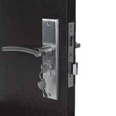 Handle Waala Ivy-CYS-BSK 8 inch 60mm Stainless Steel Silver Cylindrical Plate Both Side Key Mortise Door Lock Set