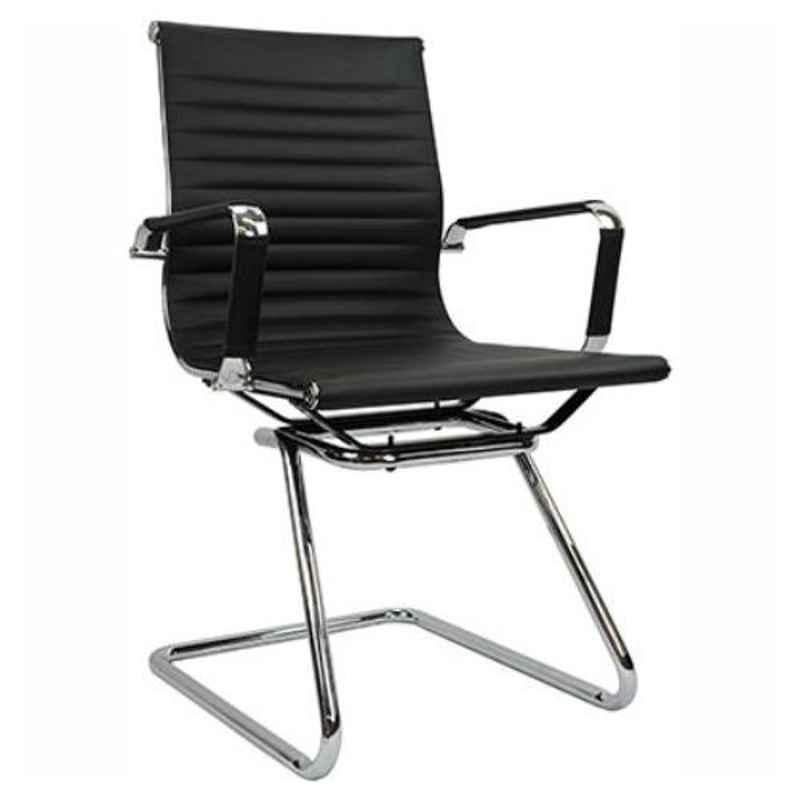 Master Labs Black Leatherite Visitor Chair with Arm, MLF-073