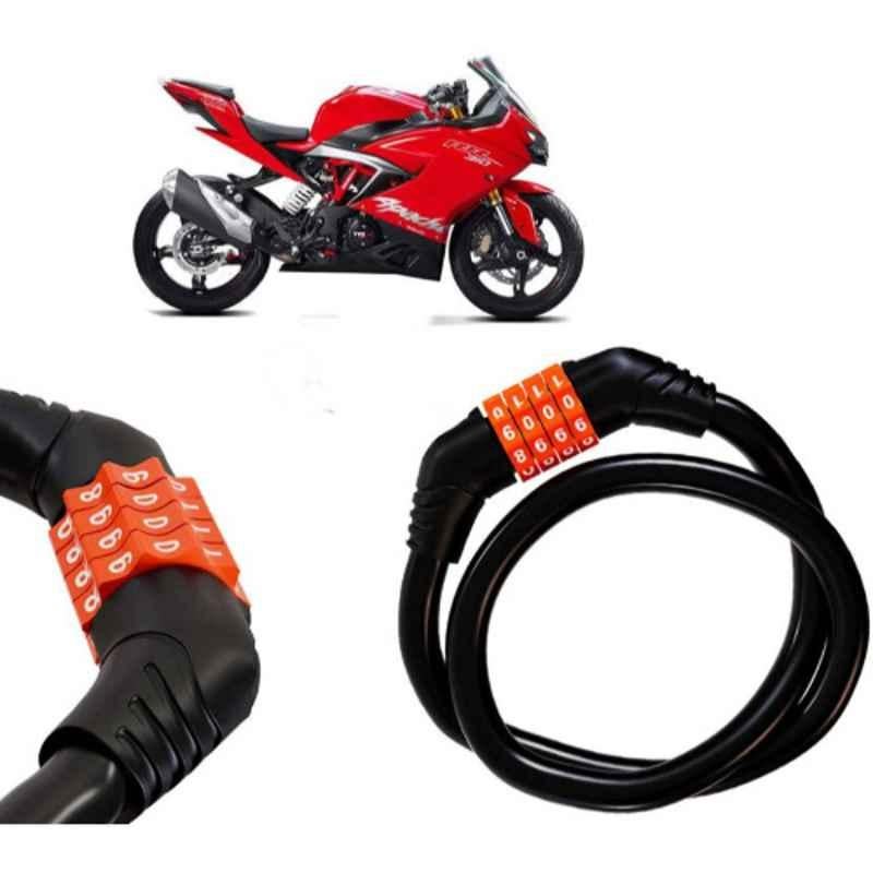 Auto Pearl Black & Orange 4 Digit Anti-Theft Combination Number Lock for Apache RR 310