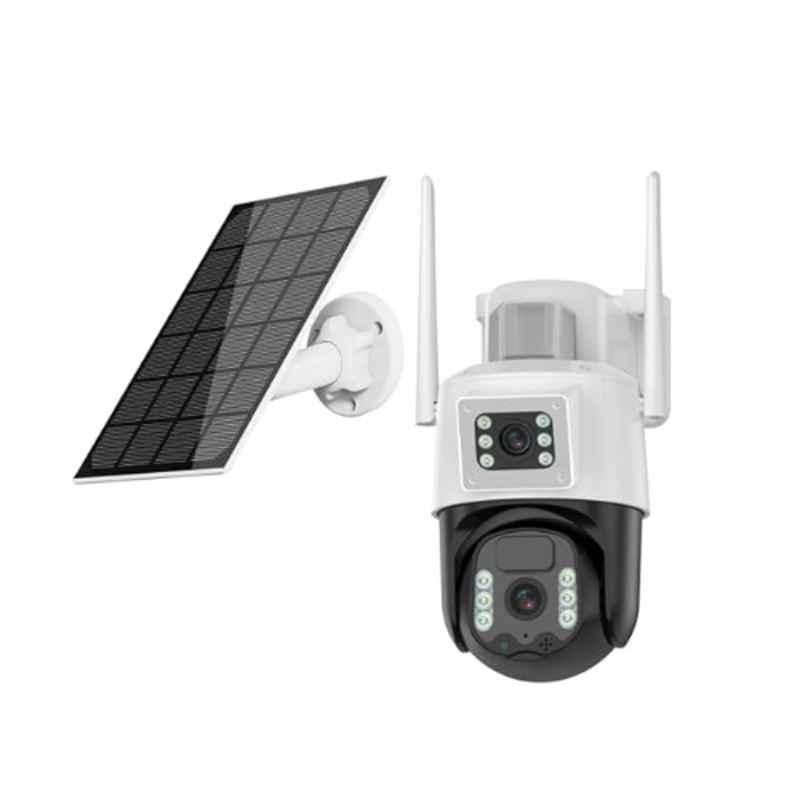 Consistent 3+3MP Solar Powered 4G Sim Based CCTV Outdoor Security Camera with 7W Solar Panel Built-in Battery