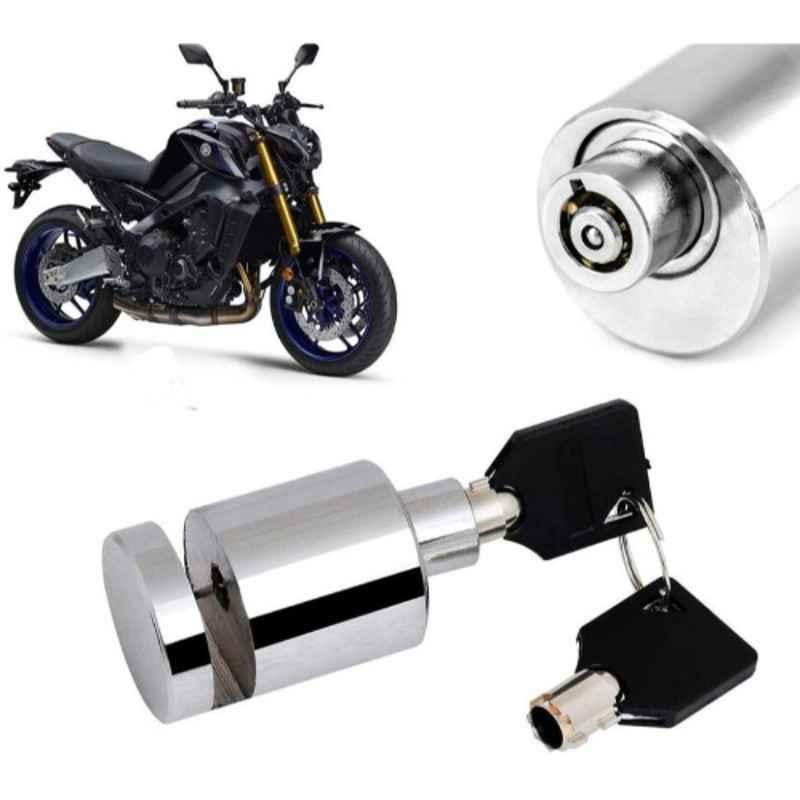Auto Pearl Stainless Steel Silver Heavy Duty Anti Theft Motorcycle Disc Brake Lock, Lock_510
