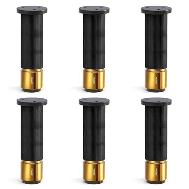 Plantex 6 inch Aluminium Black & Gold Sofa Legs with Rubber Grip, DTS-77 (Pack of 6)