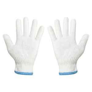 Brala 60g Pure Cotton White Knitted Safety Working Hand Gloves, Size: Medium (Pack of 100)