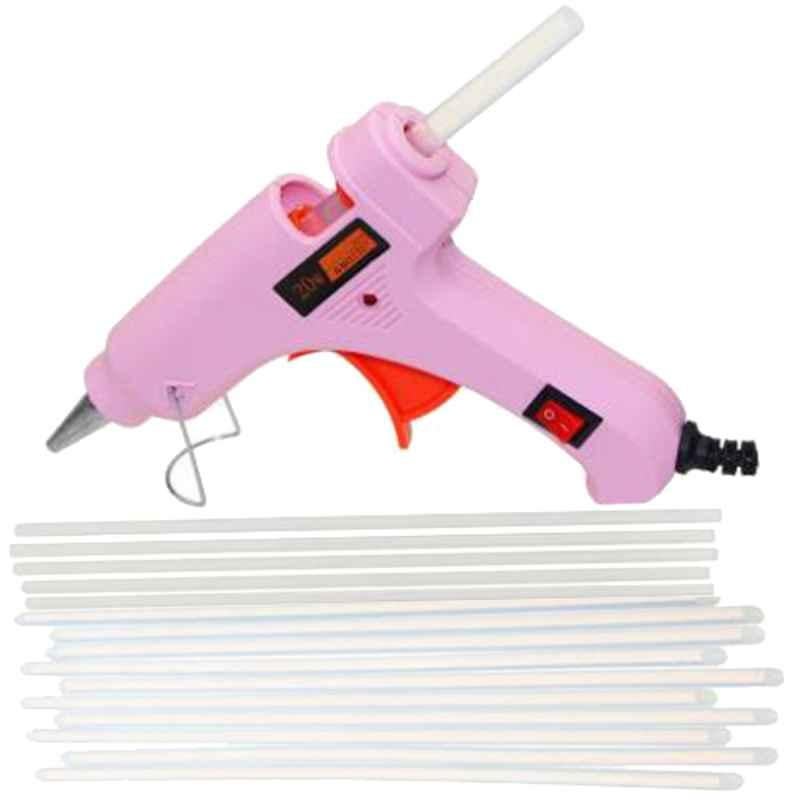 Gunstick 20W Pink Glue Gun with 15 Pcs Transparent Glue Sticks