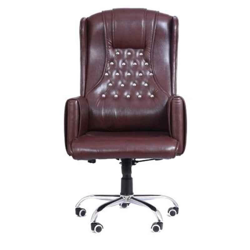 MRC Maharaja Brown Synthetic Leatherette High Back Revolving Office Chair
