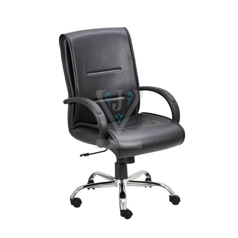 VJ Interior 19x20 inch Black Leather Medium Back Office Chair, VJ-1426