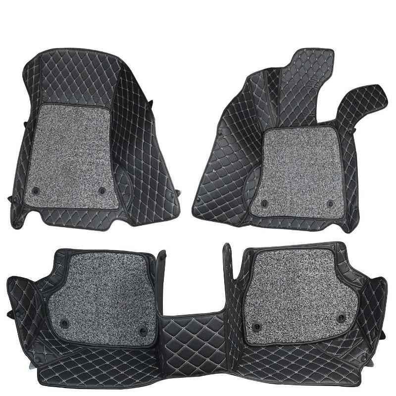 Komfort 3 Pieces 7D Black Foot Mat Set for Hyundai New Santro