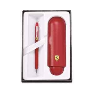 Cross Classic Century Black Ink Ferrari Matte Red Lacquer Finish Ballpoint Pen with Leather Pouch Set, FR0082-117/2