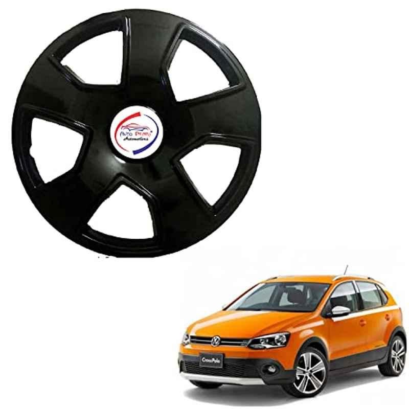 Auto Pearl 4 Pcs 15 inch ABS Black SCB43 Hubcap Wheel Cover Set with Retention Ring for Volkswagen Polo Cross 2014