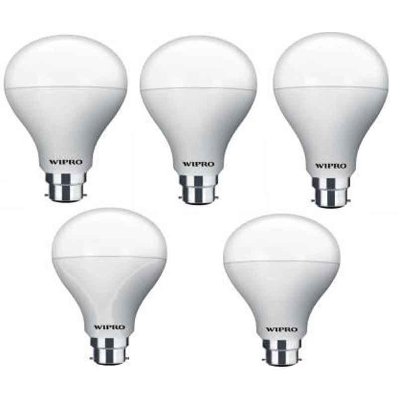 Wipro 12W Cool Day White Standard B22 LED Bulb, N12002 (Pack of 5)