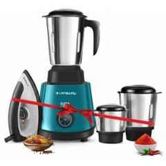 Longway Super Pro 500W ABS Plastic Teal & Black Mixer Grinder with 3 Jars & Kwid 1100W Dry Iron Combo & 2 Years Warranty