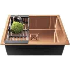 Fossa FS-06 24x18x10 inch Stainless Steel Matt Finish Rose Gold Single Bowl Handmade Kitchen Sink, FS-04RG