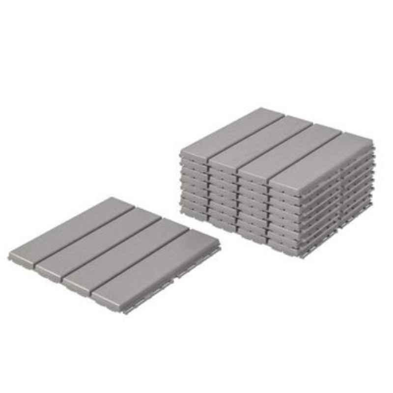 Rubik Polypropylene Grey Floor Decking Tiles, 90238112 (Pack of 9)