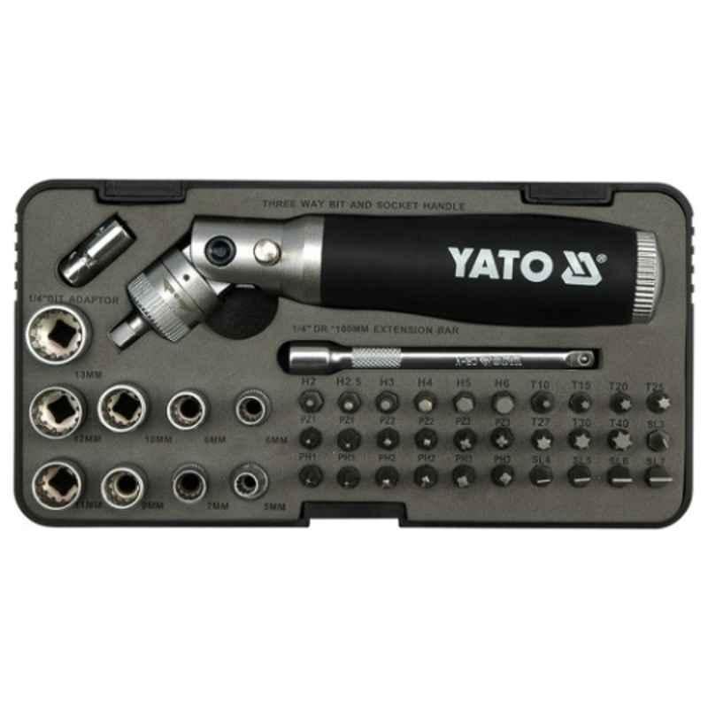 Yato 42 Pcs 1/4 inch Drive CrV 50BV30 Ratchet Screwdriver Set, YT-2806