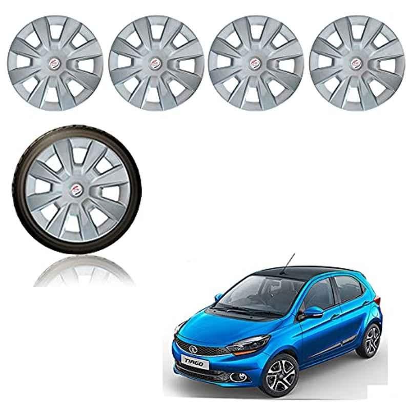 Auto Pearl 4 Pcs 14 inch ABS Silver Car Wheel Cover Set for Tata Tiago 2019 XT & XZ