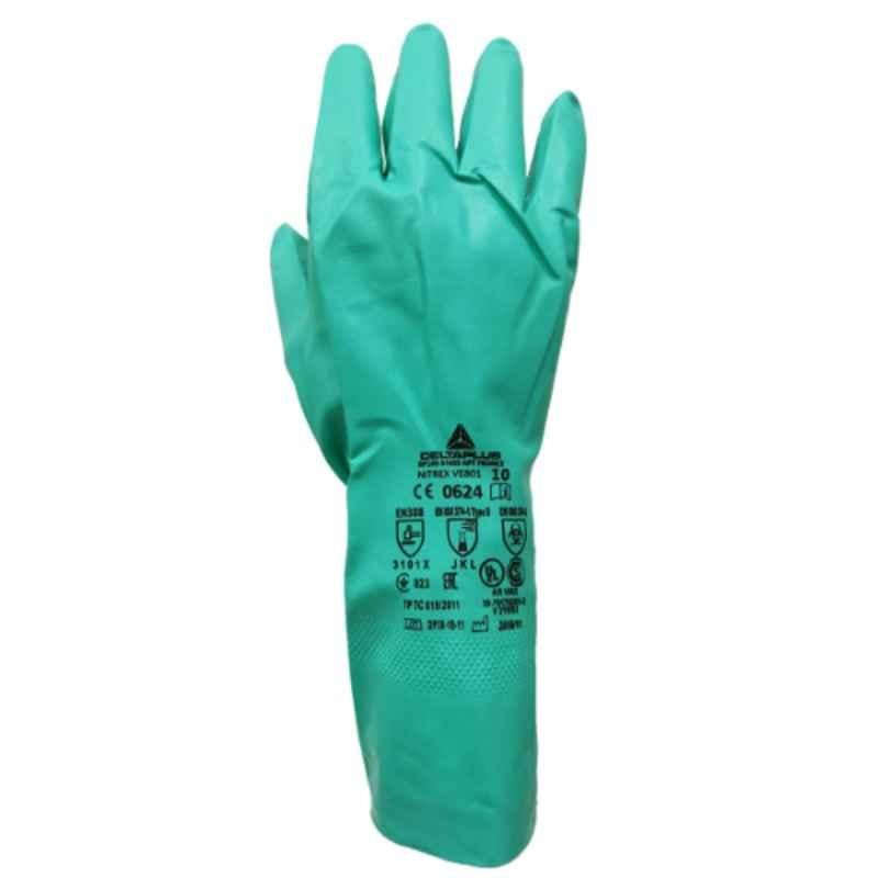 Deltaplus VE 801 30cm Nitrile Green Safety Gloves, Size: 11