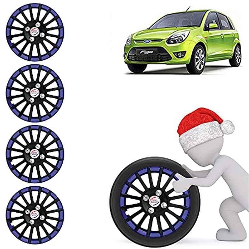 Auto Pearl 4 Pcs 15 inch ABS Black & Blue Press Fitting Wheel Cover Set for Honda Amaze Type-1