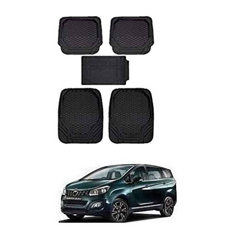 Kozdiko 8855TW 5 Pcs Rubber Black Rubber Car Mat Set for Mahindra Marazzo
