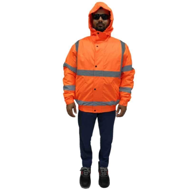 Taha Polyester Flor Orange Bomber Jacket, GL-04, Size: M