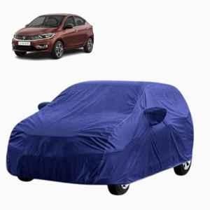 Aarex Auto Polyester Blue 100% Waterproof Car Body Cover with Mirror Pocket, Inner Cotton Layer, Triple Stitched, Adjustable Belt & Bottom Elastic for Tata Tigor, DZ-1-Blue