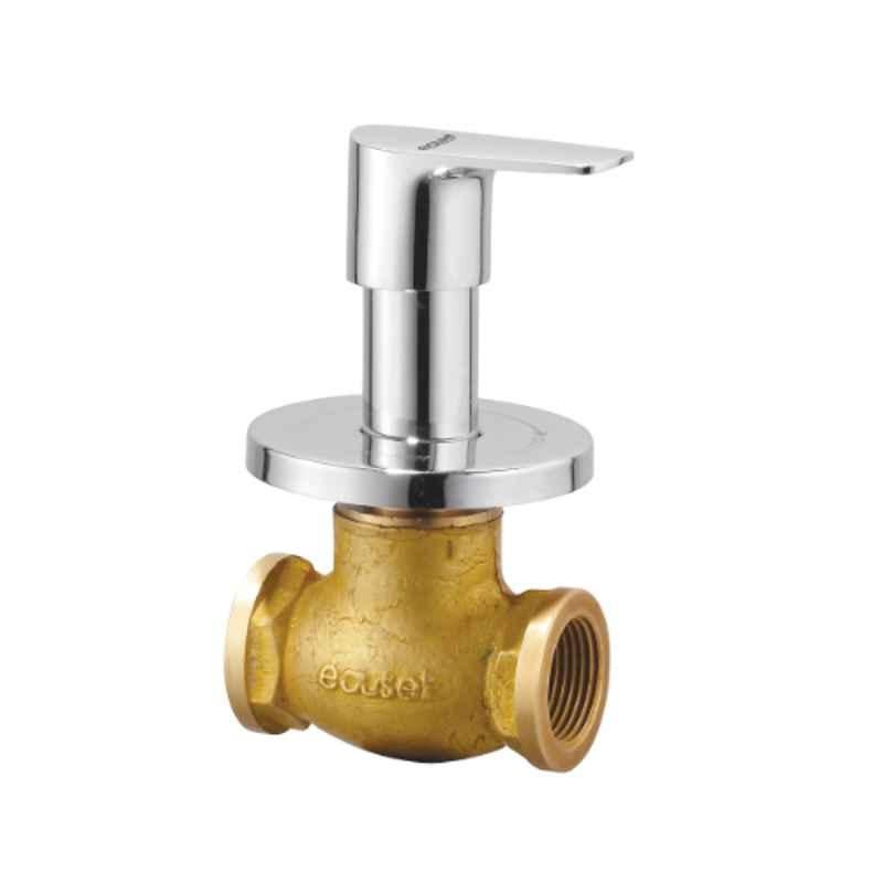 Eauset Otra 25mm Brass Chrome Finish Concealed Stop Cock with Wall Flange, FOT076