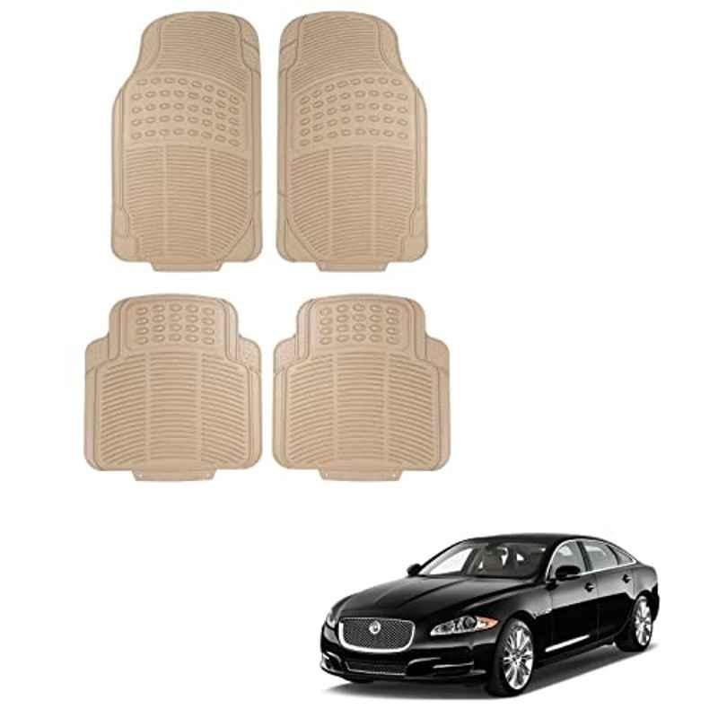 Kozdiko 4 Pcs Rubber Beige Car Simple Floor Mat Set for Jaguar XJ