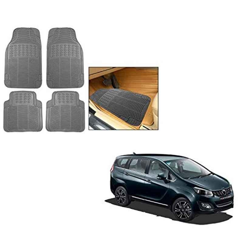 Kozdiko 4 Pcs Rubber Grey Car Simple Foot Mat Set for Mahindra Marazzo