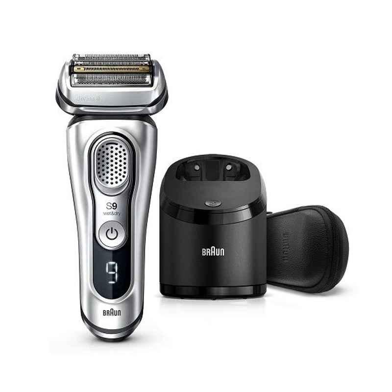 Braun Series 9 60min Silver Wet & Dry Electric Shaver with Charge Station, SHAVER9390CC