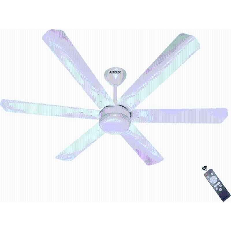 Airelec Gloria Brassica 28W 310rpm 5 Star 6 Blade 9W LED BLDC Ceiling Fan with Remote & 2 Years Warranty Sweep: 1200 mm, Pearl White, AIRCFB2-01