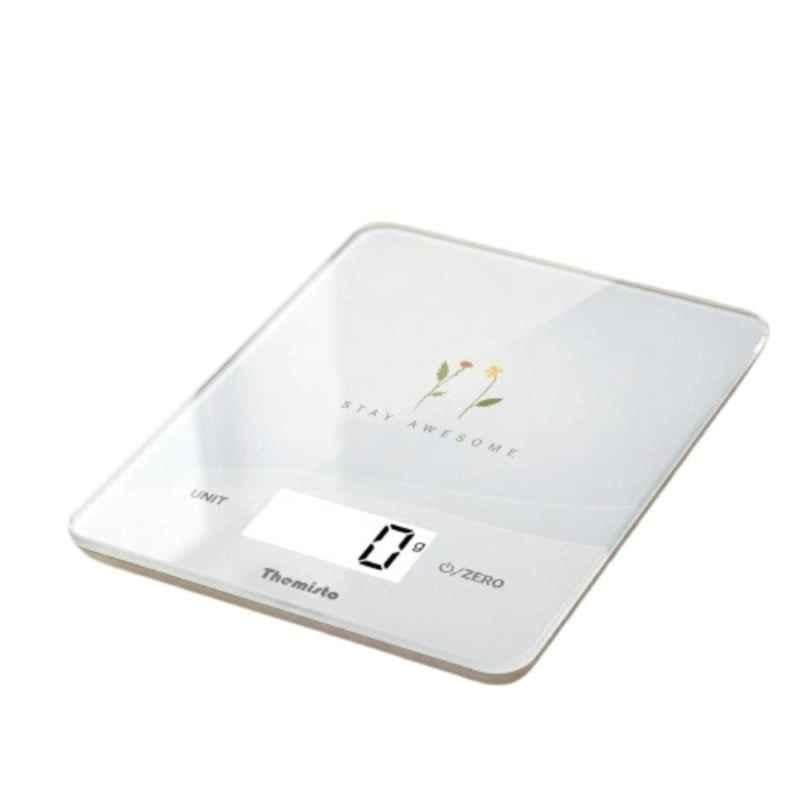 Themisto 5kg Plastic Light Grey Kitchen Weighing Scale with LCD Display, TH-WS19
