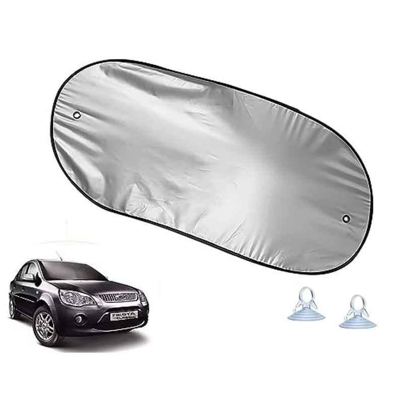 Auto Pearl Polyester Black & Silver Rear Window Sun Shade Curtain with Storage Pouch for Ford Fiesta Classic 2011-2012