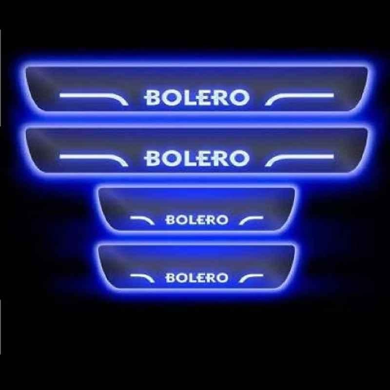 Sca Euniversal Fit Blue 4 Wheeler Mahindra Bolero All Model Cars Led Door Sill Plate (Pack of 4)