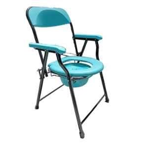 Medsor Impex 120kg Stainless Steel & ABS Green Folding Sturdy Commode Chair, MICC-PC-GREEN-OVAL