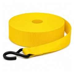 Trion Products 25mmx15ft Polyester Yellow Webbing Strap with S Hook for Ratchet Buckle, Trailer, Bike & Load Securing, TP202615SH