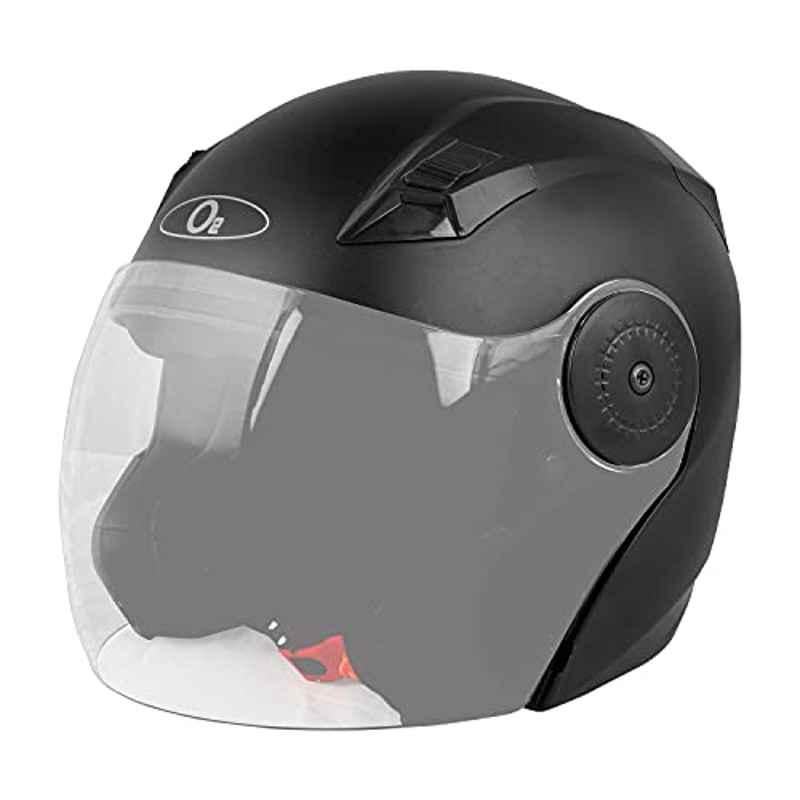 O2 Prox Open Face Helmet With Clear Scratch Resistant Visor & Adjustable Strap Head Protector For Bike Motorcycle Unisex Scooty Men girl Women Riding (2g, Black, M)