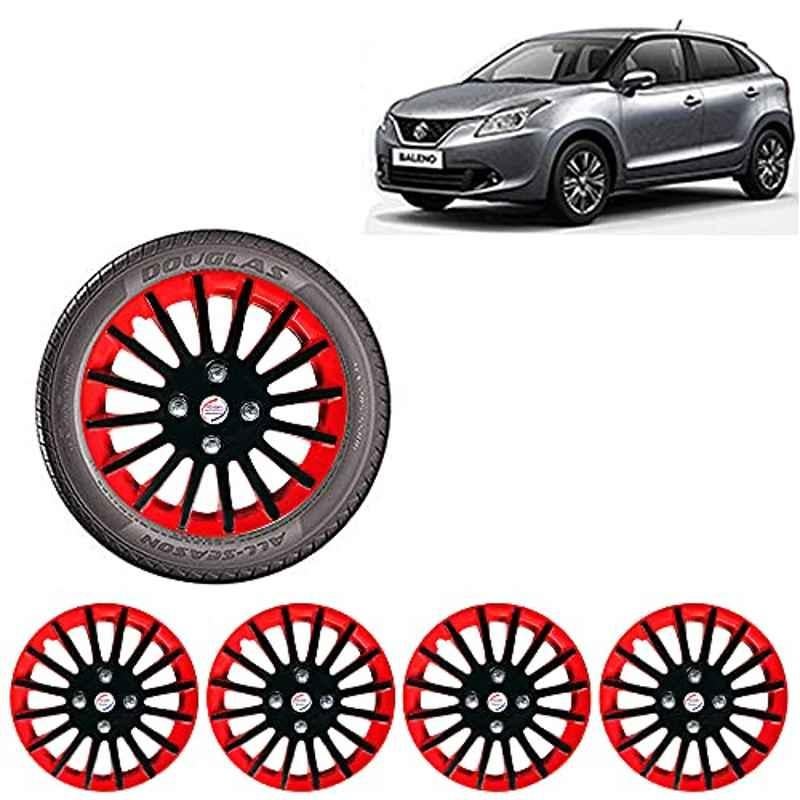 Auto Pearl 4 Pcs 15 inch ABS Red & Black Car Wheel Cover Set for Maruti Suzuki Baleno New