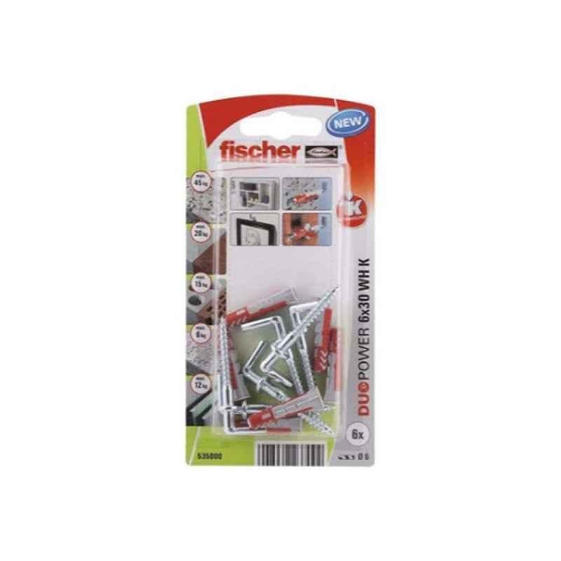 Fischer Duopower 6x30mm WH Fixing Plug with Angle Hook, 535000 (Pack of 6)