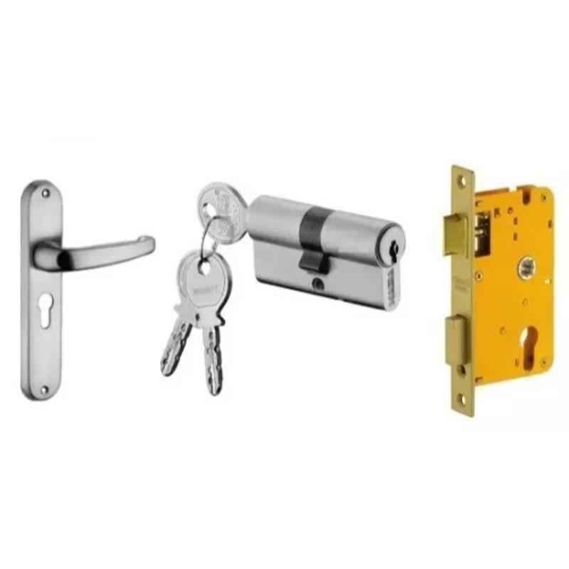 Dorset HL Series Diva 60mm Stainless Steel Door Handle Lock Set with Both Side Key Cylinder (Pack of 2)