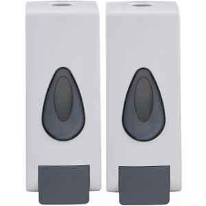Fastgear 340ml Plastic Wall Mounted Rectangular White Liquid Soap Dispenser (Pack of 2)