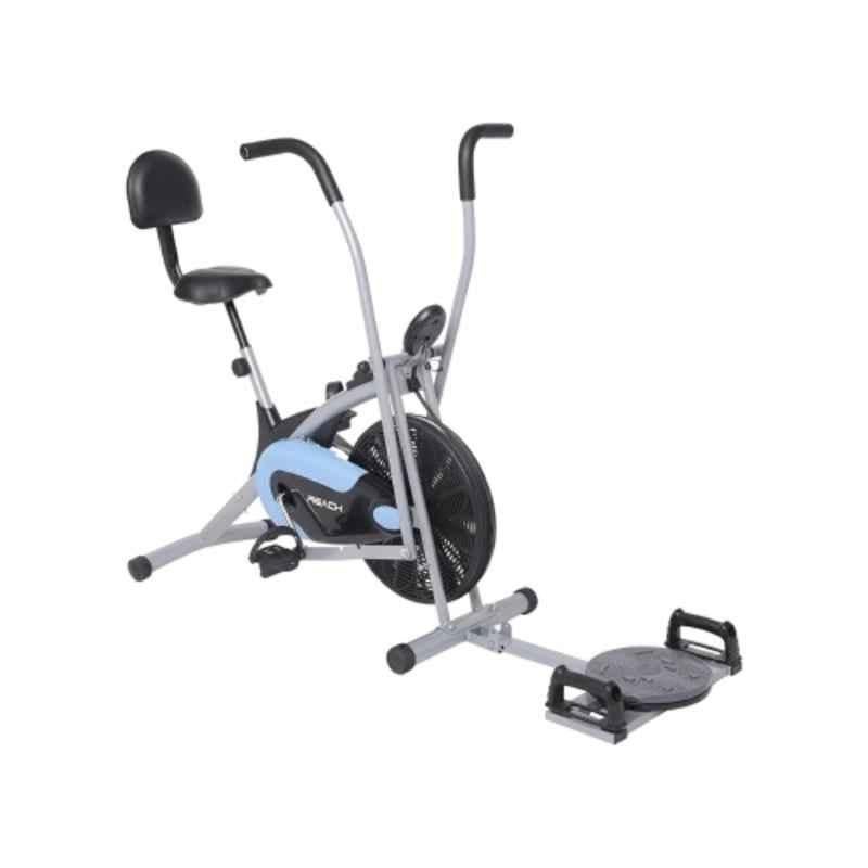 Reach AB-110 BPT Aluminium Grey Air Bike Exercise Fitness Cycle with Push Up Bar, Twister & Moving Handle