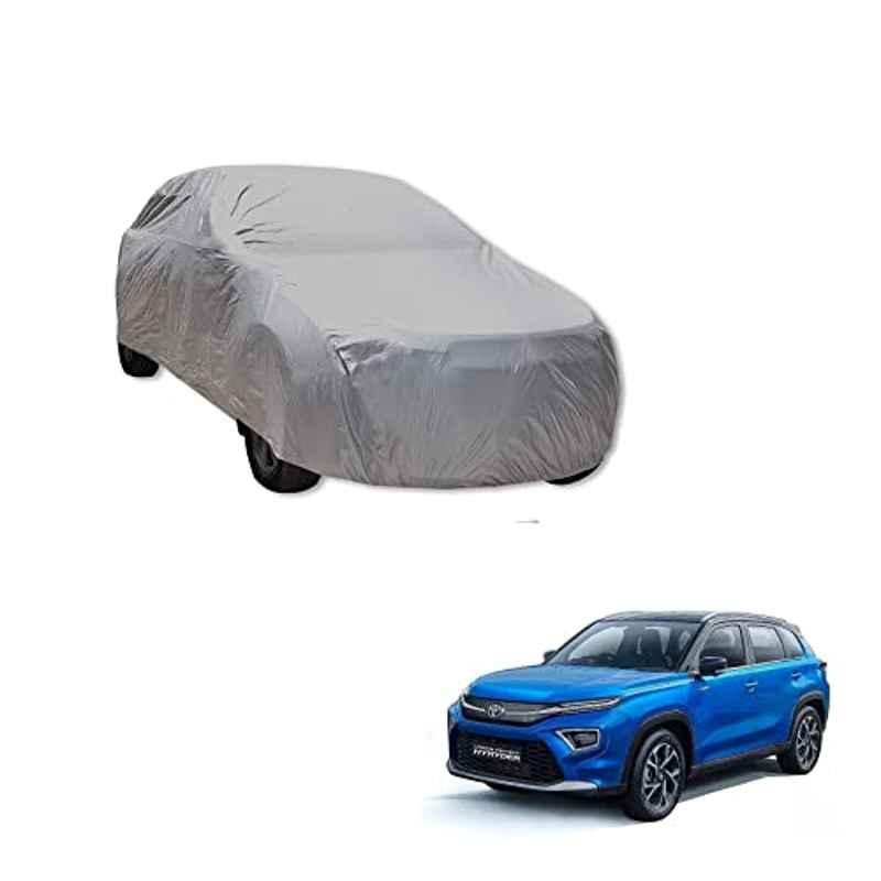 Kozdiko Polyester Car Silver Matty Body Cover without Mirror Pocket for Toyota Urban Cruiser Hyryder