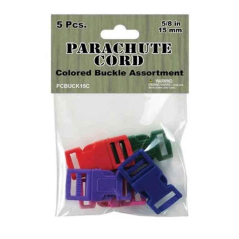 Parachute 5/8 inch Assorted Colours Cord Buckles (Pack of 5)