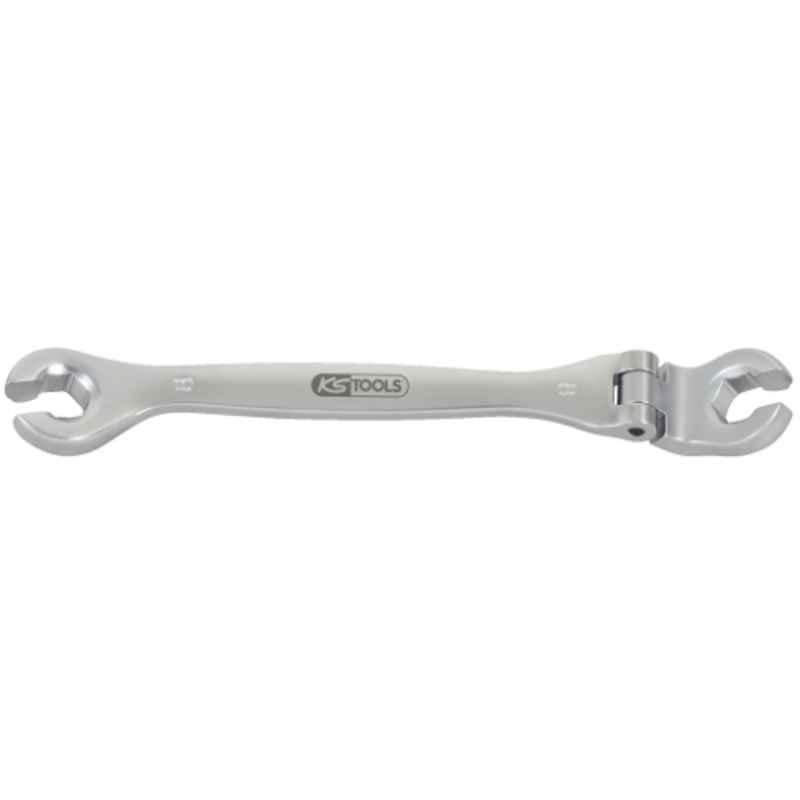 KS Tools Chrome Plus 10mm CrV Open Double Ring Spanner with Flexible Joint, 518.0380