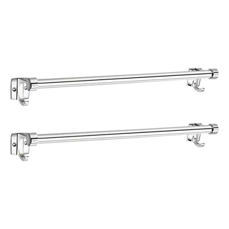 Aligarian 24 inch Stainless Steel Chrome Finish Wall Mounted Square Towel Rod (Pack of 2)