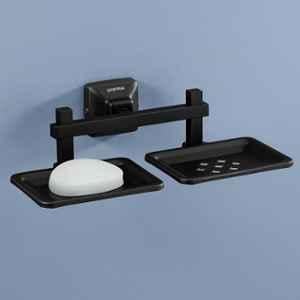 Plantex 304 Grade Stainless Steel Double Soap Holder for Bathroom/Dual Soap Dish/Soap Stand/Soap Case/Bathroom Accessories Squaro (Black)