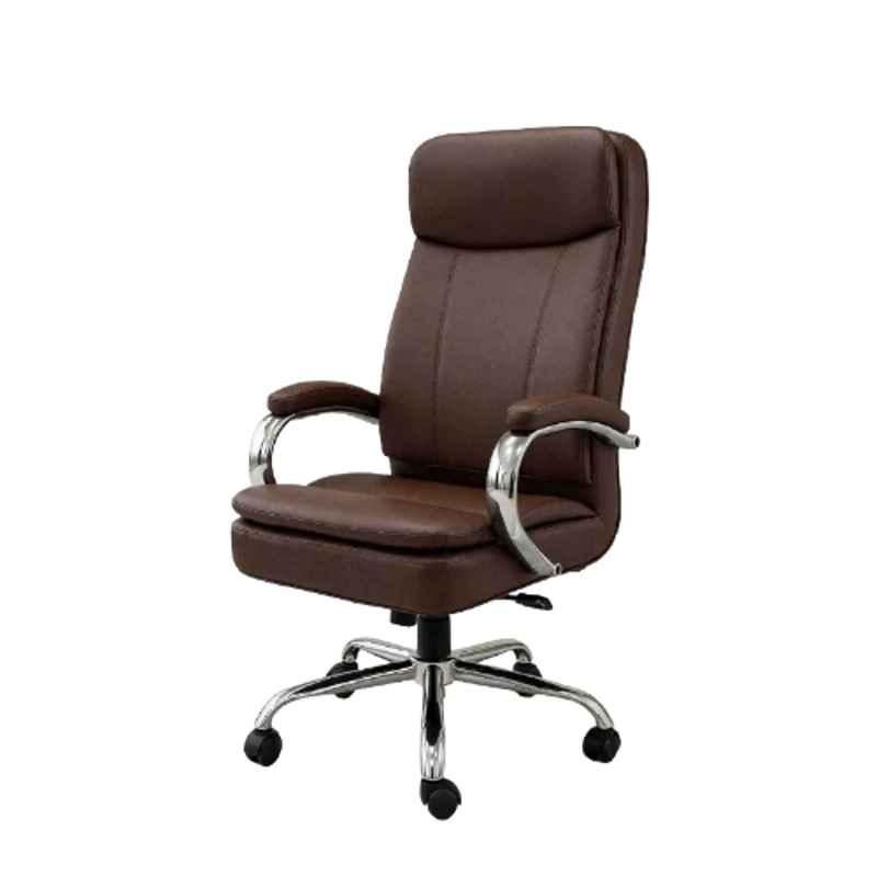 ZRF Leatherette Brown High Back Armrest Ergonomic Office Chair, ES800