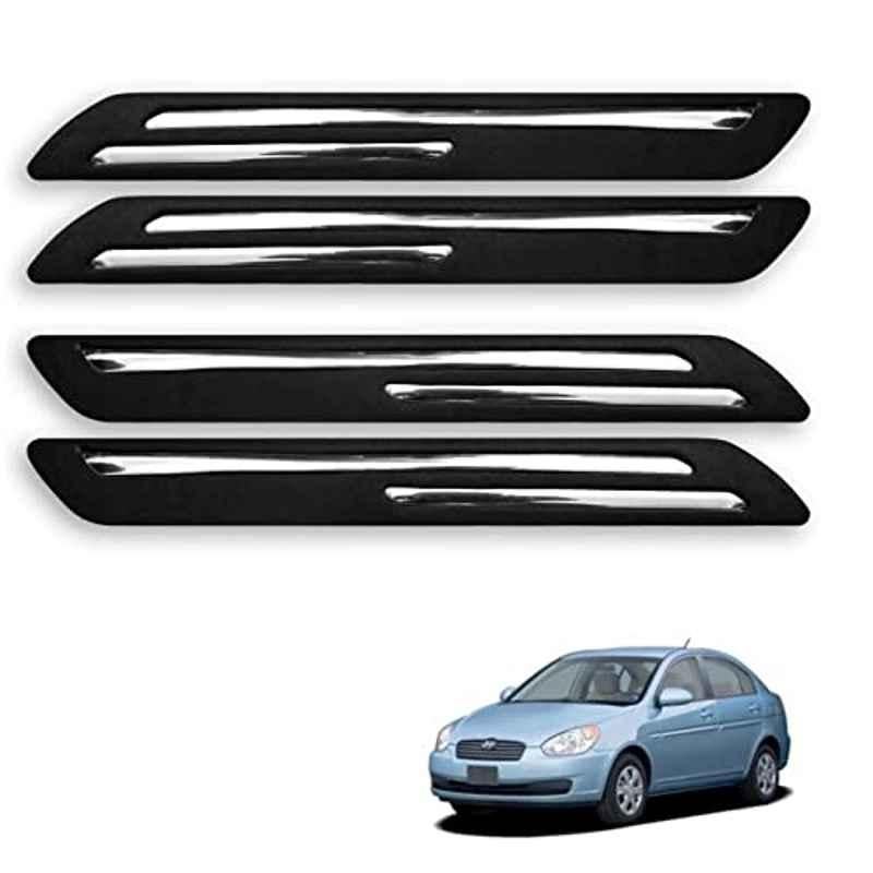 Kozdiko 4 Pcs Rubber Black Double Chrome Strips Car Bumper Protector Guard Set for Hyundai Old Verna