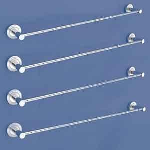 Plantex Stainless Steel Heavy Single Towel Rod/Towel Holder for Bathroom/Towel Bar/Hanger/Stand/Bathroom Accessories 24 inch Chrome Finish (Pack of 4)